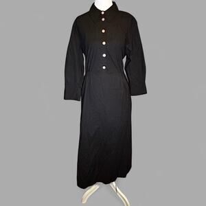 Vilagallo Black Button-Front Long Sleeve Dress Size 44